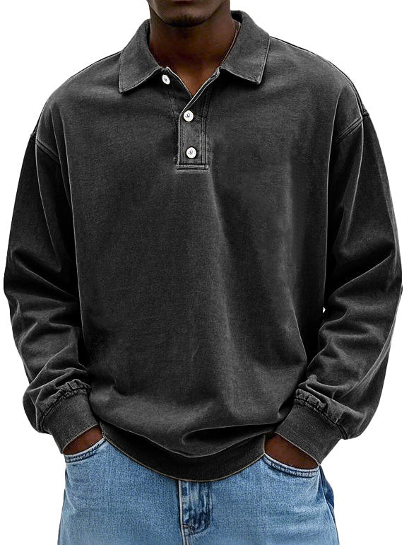 Relaxed fit long sleeve polo shirt