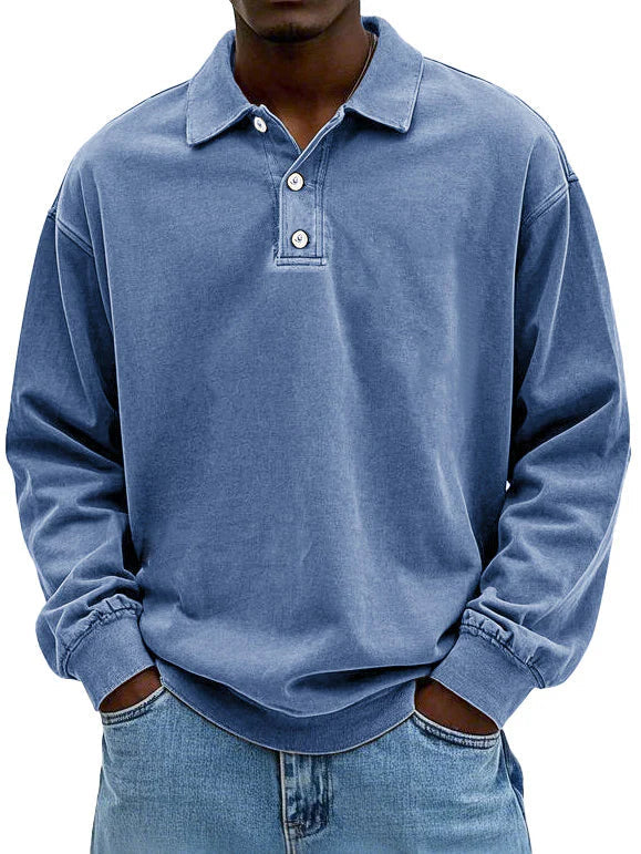 Relaxed fit long sleeve polo shirt