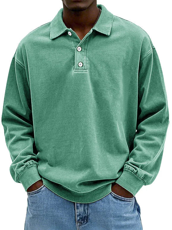 Relaxed fit long sleeve polo shirt