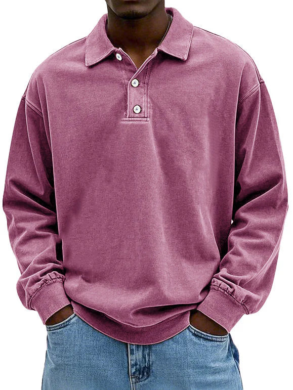 Relaxed fit long sleeve polo shirt