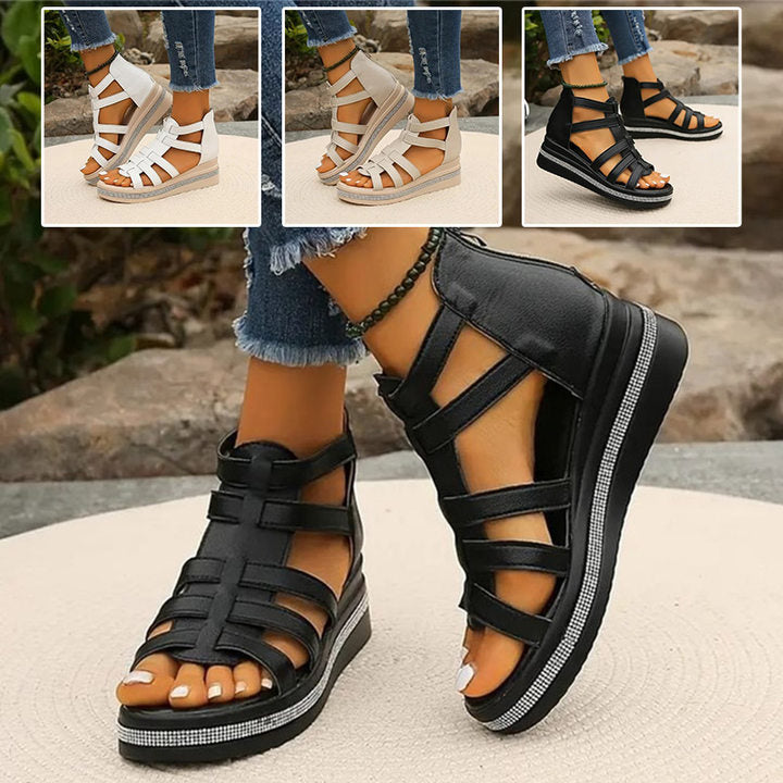 Rhinestone sandals with wedge sole