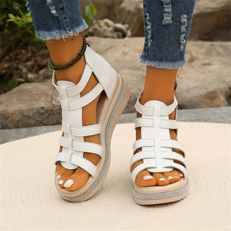 Rhinestone sandals with wedge sole