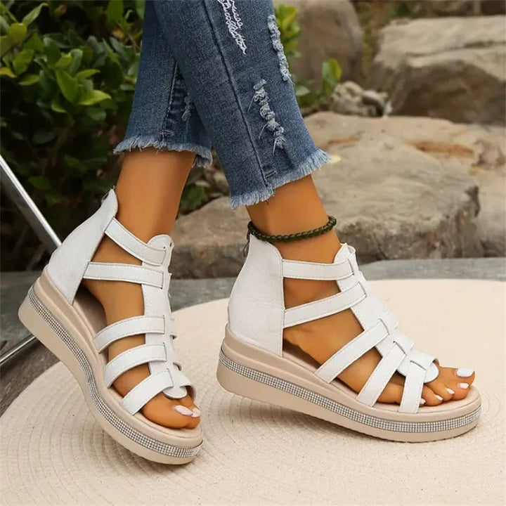 Rhinestone sandals with wedge sole