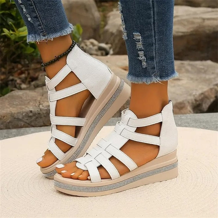 Rhinestone sandals with wedge sole
