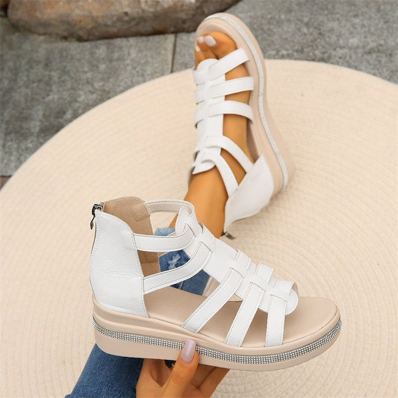 Rhinestone sandals with wedge sole