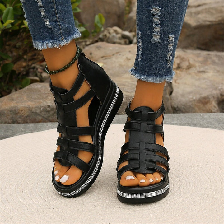 Rhinestone sandals with wedge sole