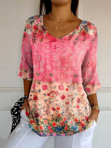 Pink Vignette Vintage Casual T-shirt